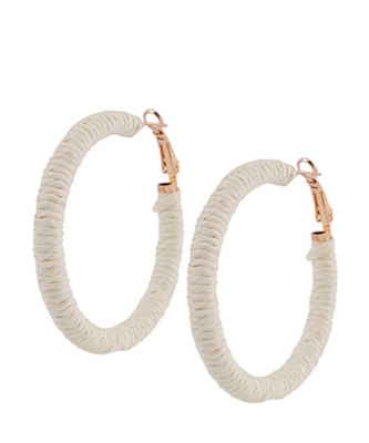 Raffia Colorful Hoop Earrings EH700085 IVORY
